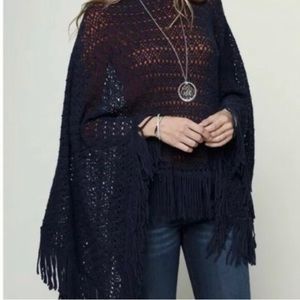 Ruggine New NWT Navy Sweater Wrap Shawl Poncho Cape Knit Pullover One Size
